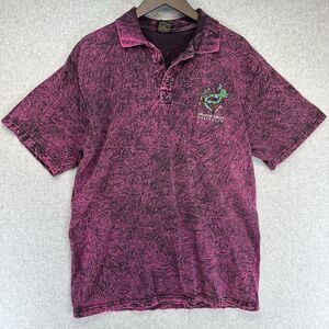 Churinga Mens Polo Shirt Dreamtime Hunter Australia Size Large Pink Short Sleeve
